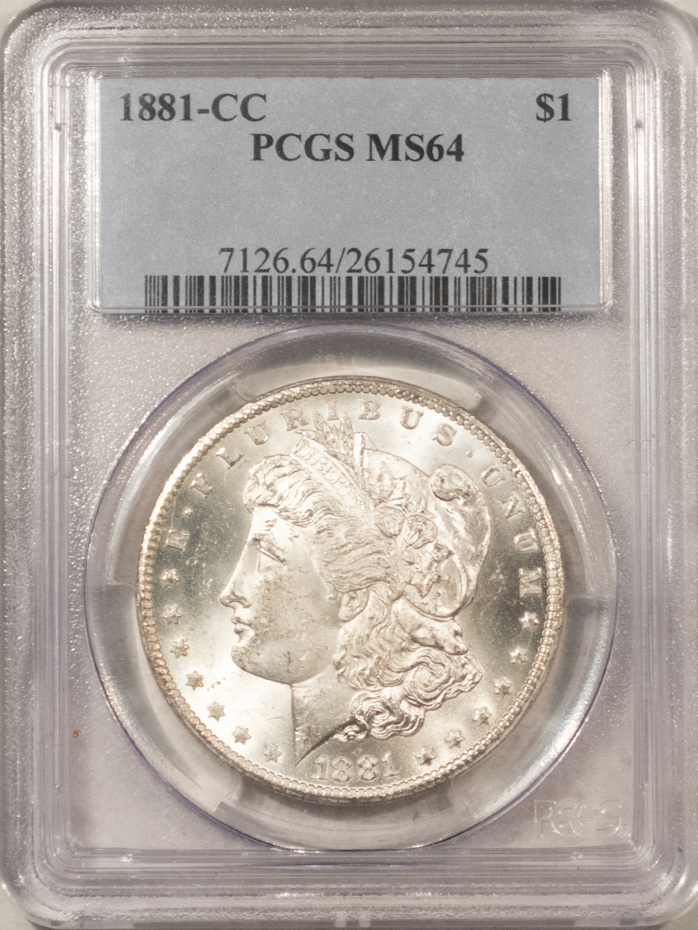 Dollars 1881-CC $1 MORGAN DOLLAR – PCGS MS-64, BLAST WHITE & CARSON CITY! Dollars 1881-CC $1 MORGAN DOLLAR – PCGS MS-64, BLAST WHITE & CARSON CITY!