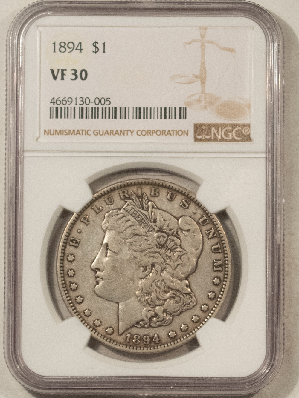 Dollars 1894 $1 MORGAN DOLLAR – NGC VF-30, LOW MINTAGE, TOUGH! Dollars 1894 $1 MORGAN DOLLAR – NGC VF-30, LOW MINTAGE, TOUGH!