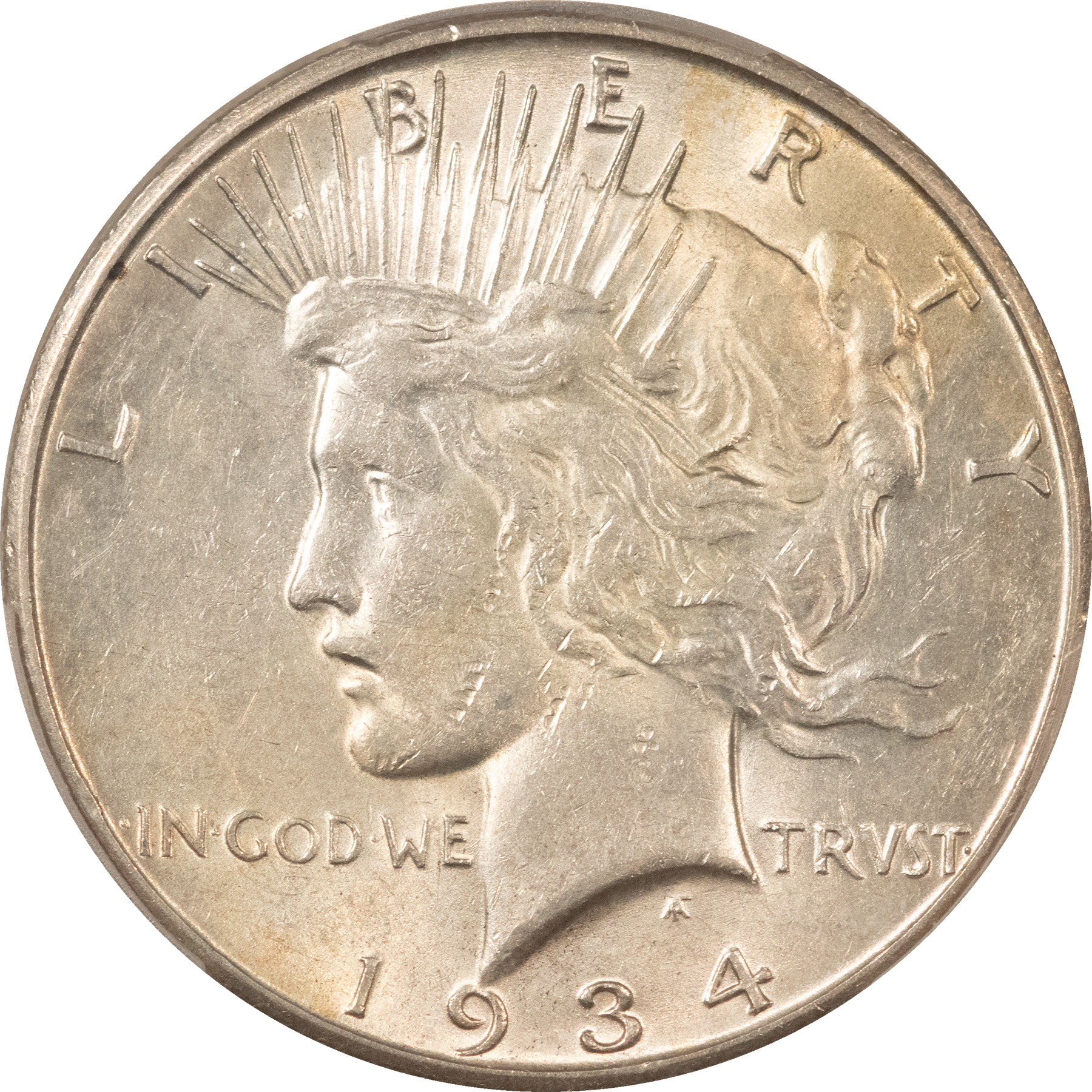 Dollars 1934-S $1 PEACE DOLLAR – PCGS AU-55, GREAT LOOK! KEY-DATE! Dollars 1934-S $1 PEACE DOLLAR – PCGS AU-55, GREAT LOOK! KEY-DATE!