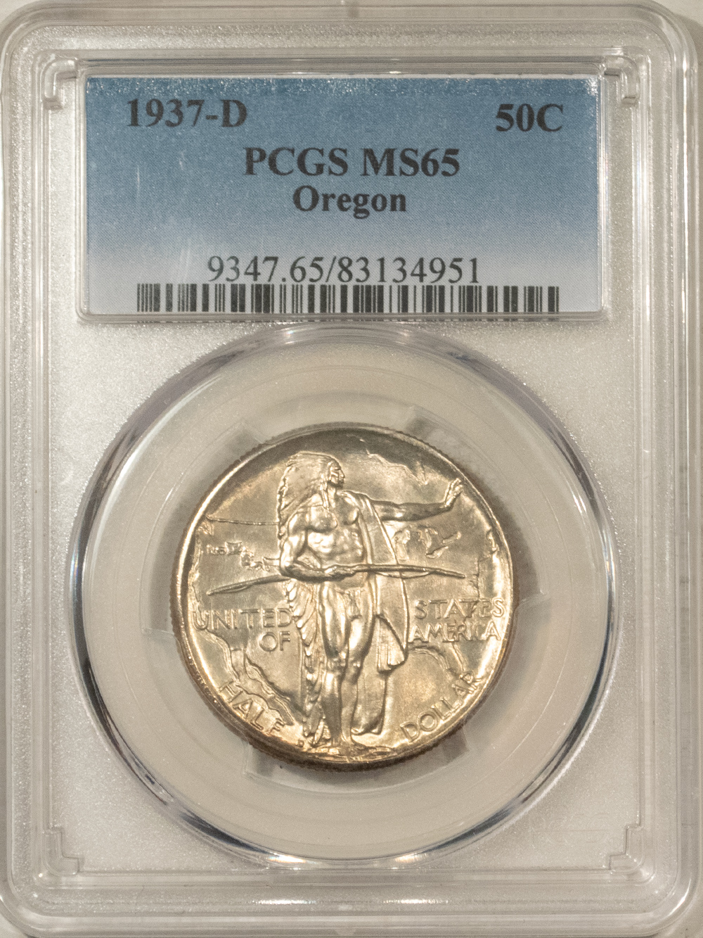 Early Commems 1937-D OREGON COMMEMORATIVE HALF DOLLAR – PCGS MS-65, FRESH WHITE GEM! Early Commems 1937-D OREGON COMMEMORATIVE HALF DOLLAR – PCGS MS-65, FRESH WHITE GEM!