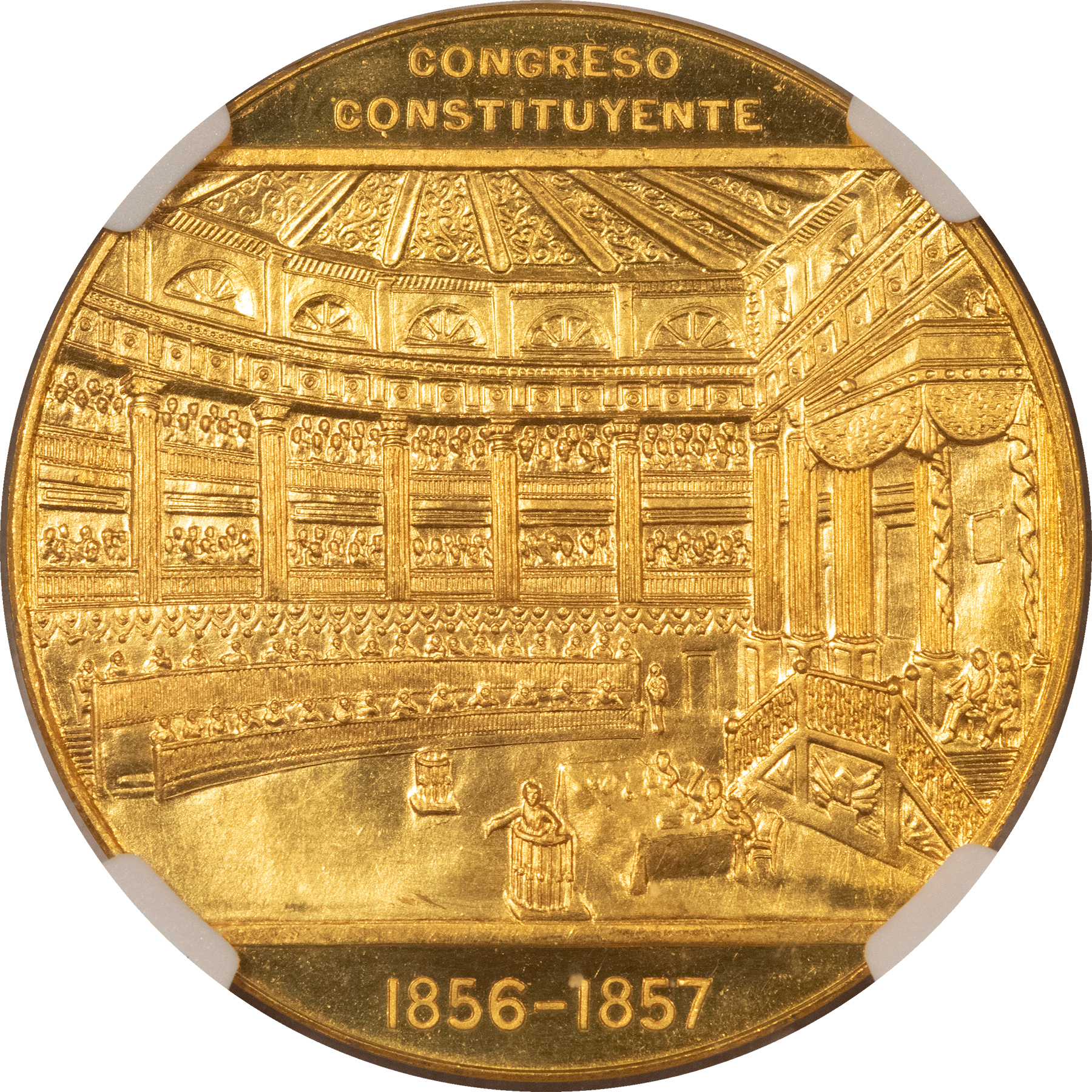 Bullion 1957 MEXICO GOLD MEDAL GROVE-698 CONSTITUTION CENTENNIAL 41.61GR NGC MS-66 Bullion 1957 MEXICO GOLD MEDAL GROVE-698 CONSTITUTION CENTENNIAL 41.61GR NGC MS-66