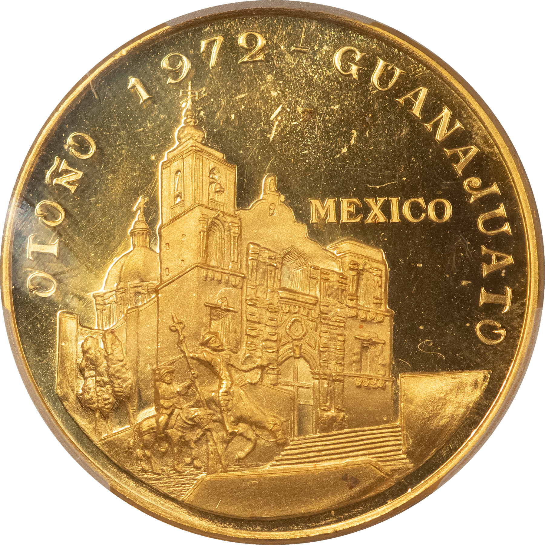 Bullion 1972-MO MEXICO GOLD MEDAL 41.82GRAMS GUANAJUATO CERVANTINO FESTIVAL PCGS SP-65 Bullion 1972-MO MEXICO GOLD MEDAL 41.82GRAMS GUANAJUATO CERVANTINO FESTIVAL PCGS SP-65