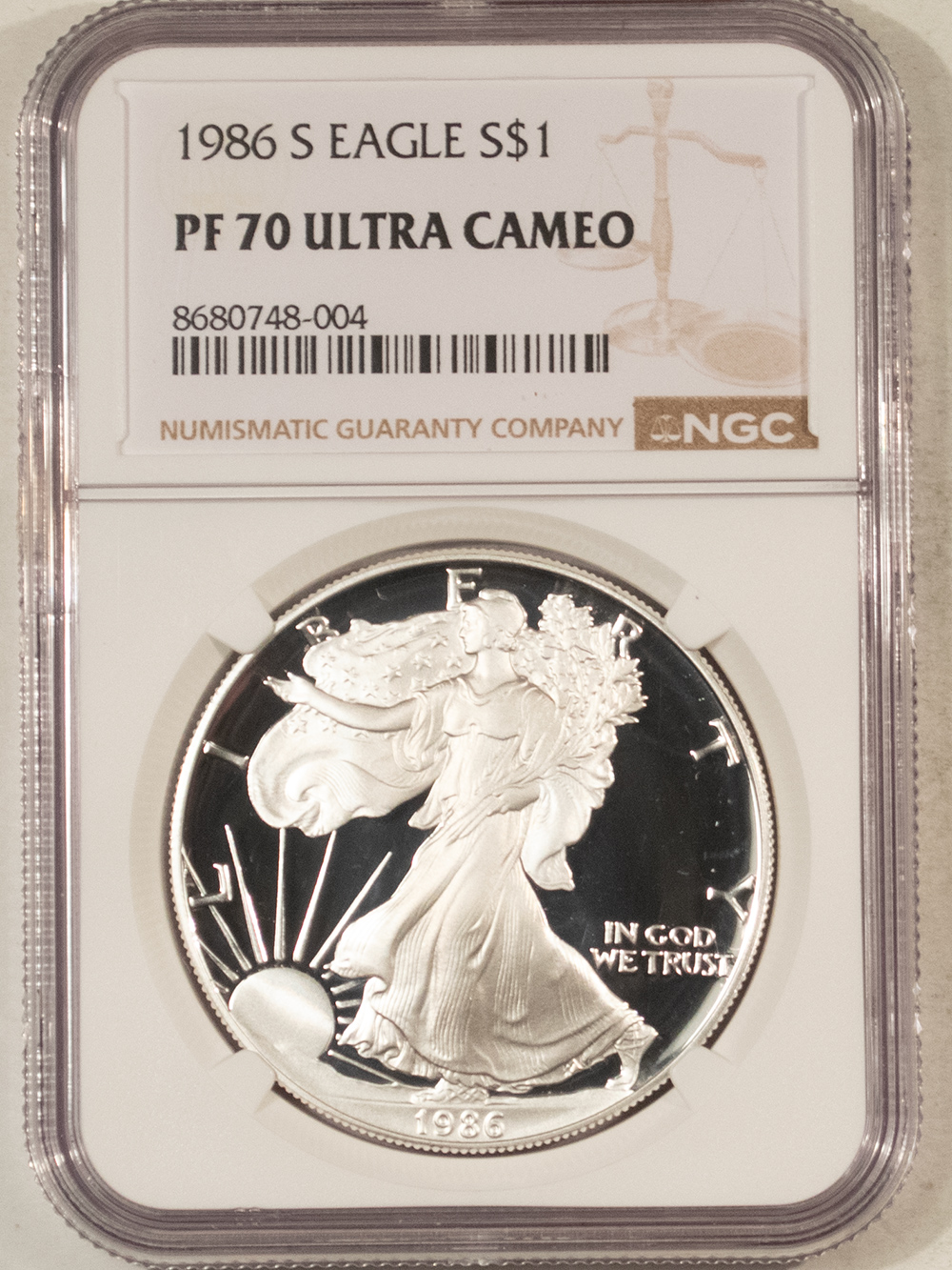 American Silver Eagles 1986-S $1 PROOF AMERICAN SILVER EAGLE, 1 OZ .999 – NGC PF-70 ULTRA CAMEO! American Silver Eagles 1986-S $1 PROOF AMERICAN SILVER EAGLE, 1 OZ .999 – NGC PF-70 ULTRA CAMEO!