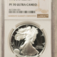 American Silver Eagles 1989-S $1 PROOF AMERICAN SILVER EAGLE, 1 OZ .999 – NGC PF-70 ULTRA CAMEO