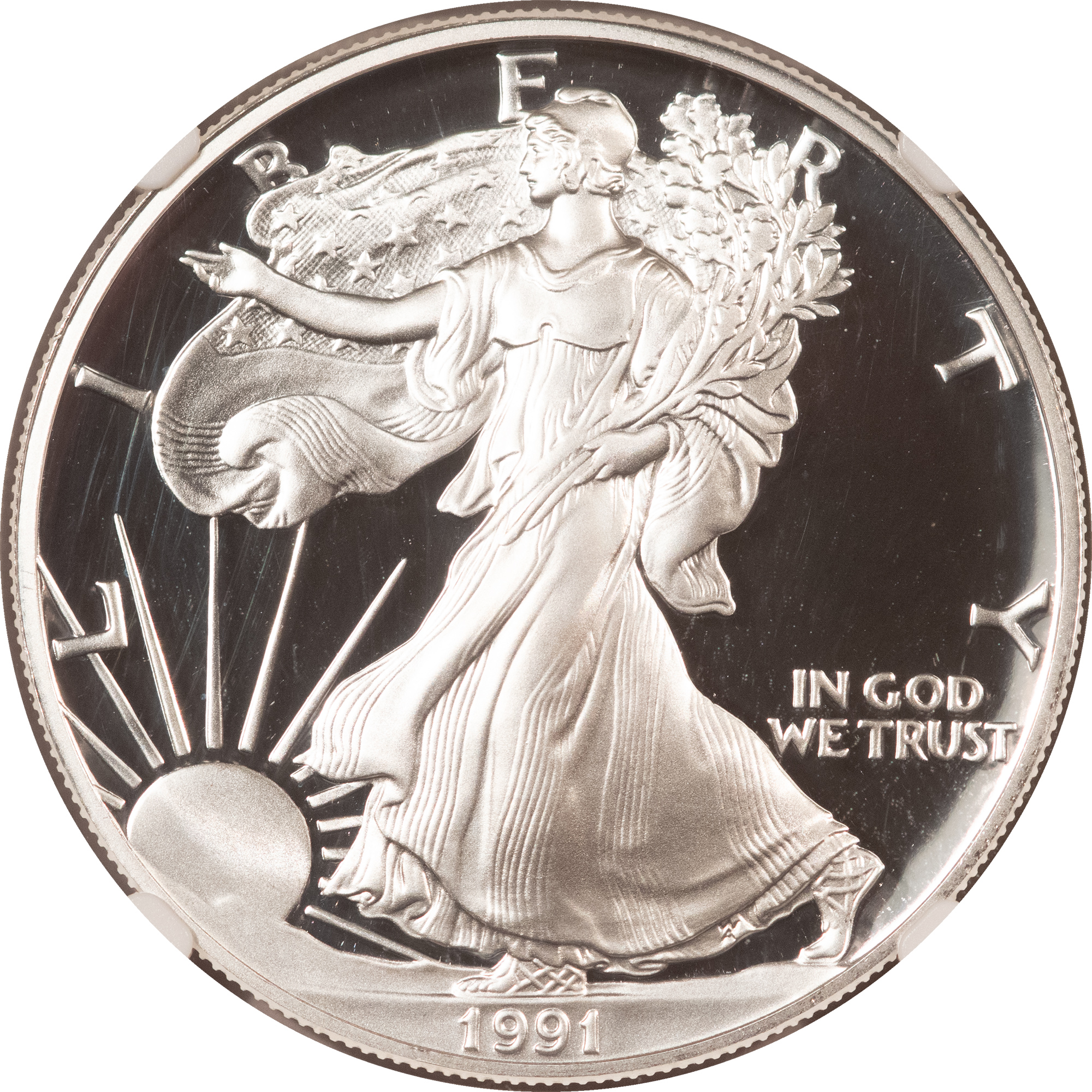 American Silver Eagles 1991-S $1 PROOF AMERICAN SILVER EAGLE, 1 OZ .999 – NGC PF-70 ULTRA CAMEO American Silver Eagles 1991-S $1 PROOF AMERICAN SILVER EAGLE, 1 OZ .999 – NGC PF-70 ULTRA CAMEO