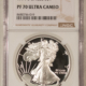 American Silver Eagles 1990-S $1 PROOF AMERICAN SILVER EAGLE, 1 OZ .999 – NGC PF-70 ULTRA CAMEO
