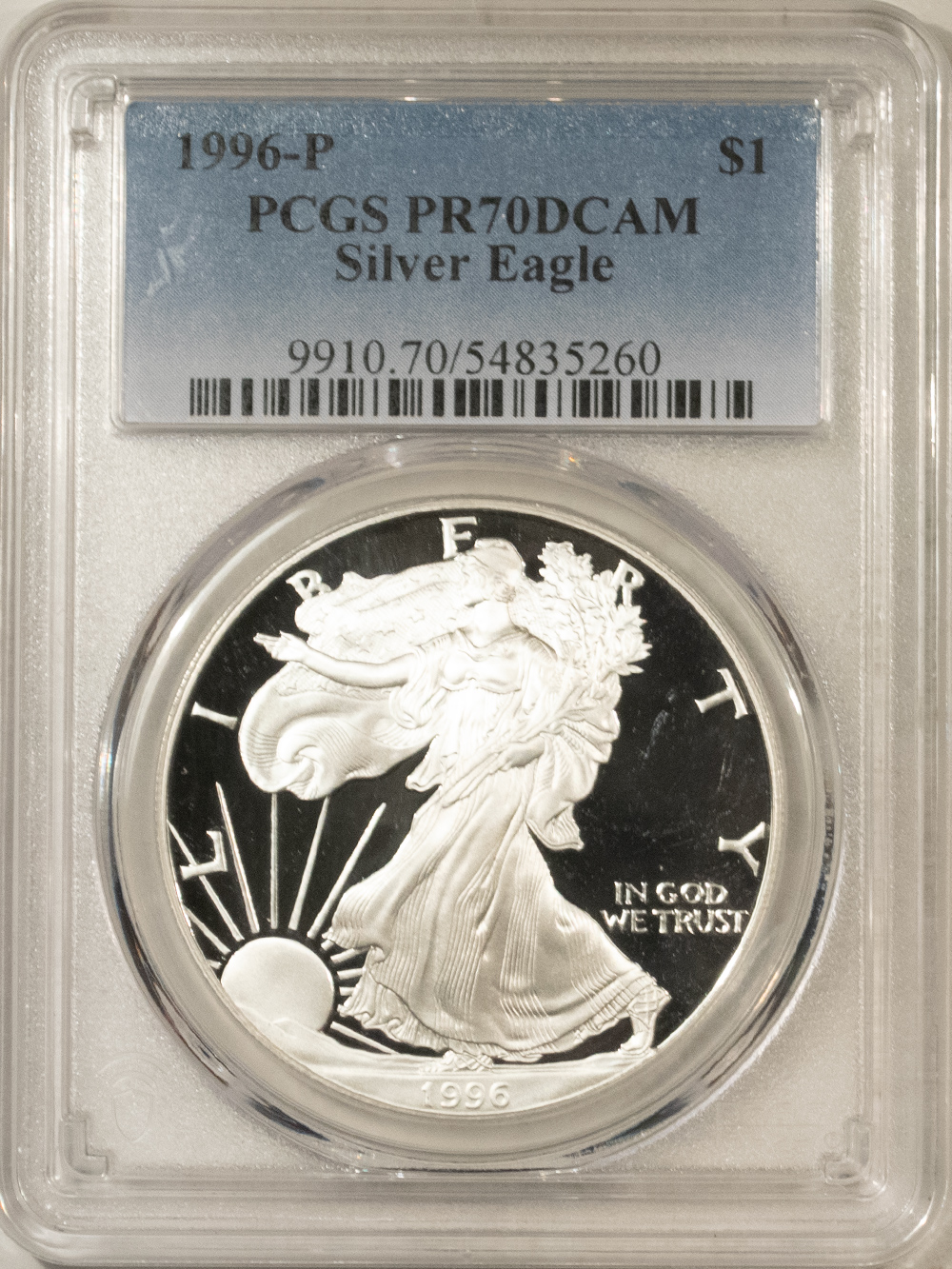 American Silver Eagles 1996-P $1 PROOF AMERICAN SILVER EAGLE, 1 OZ .999 – PCGS PR-70 DEEP CAMEO, TOUGH! American Silver Eagles 1996-P $1 PROOF AMERICAN SILVER EAGLE, 1 OZ .999 – PCGS PR-70 DEEP CAMEO, TOUGH!