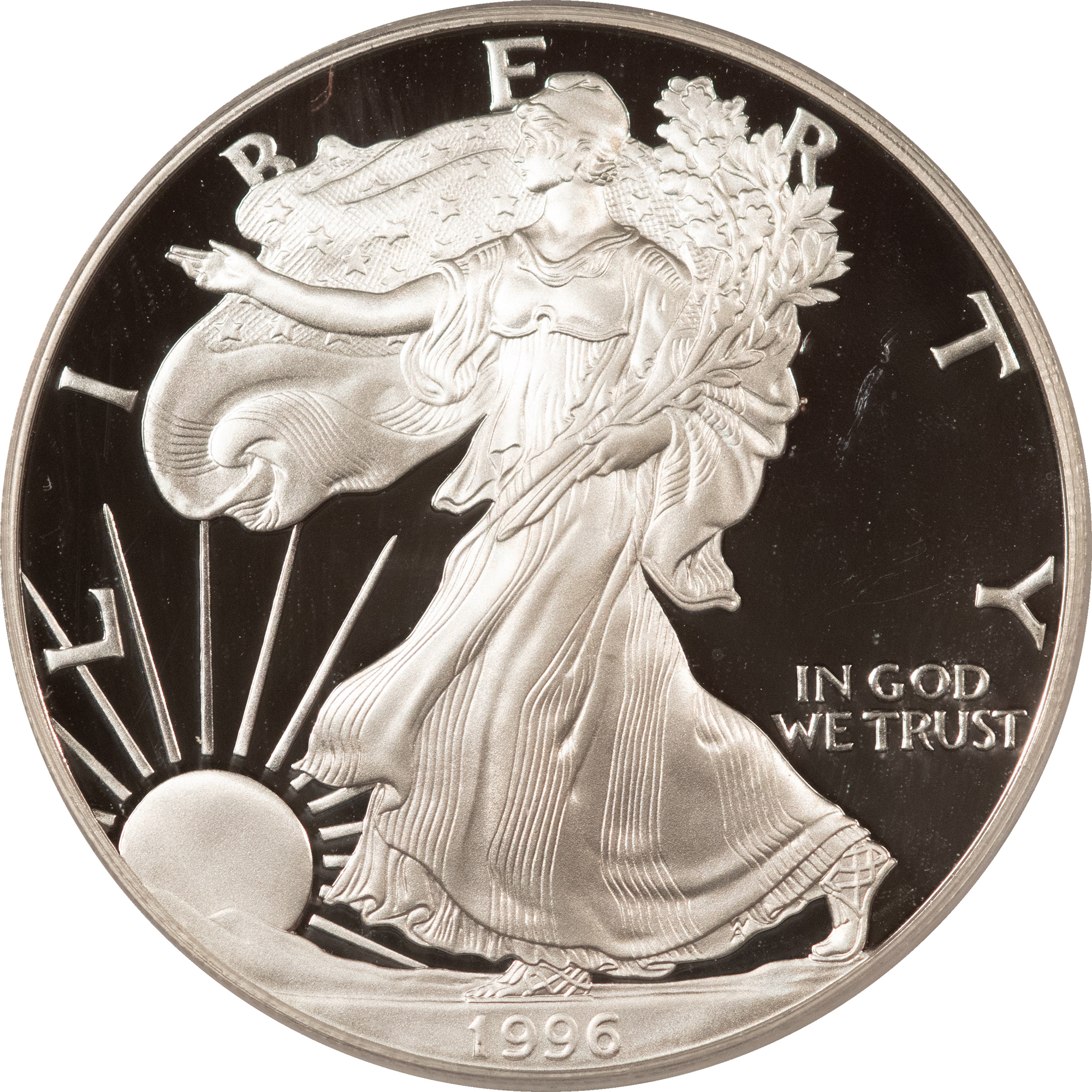 American Silver Eagles 1996-P $1 PROOF AMERICAN SILVER EAGLE, 1 OZ .999 – PCGS PR-70 DEEP CAMEO, TOUGH! American Silver Eagles 1996-P $1 PROOF AMERICAN SILVER EAGLE, 1 OZ .999 – PCGS PR-70 DEEP CAMEO, TOUGH!