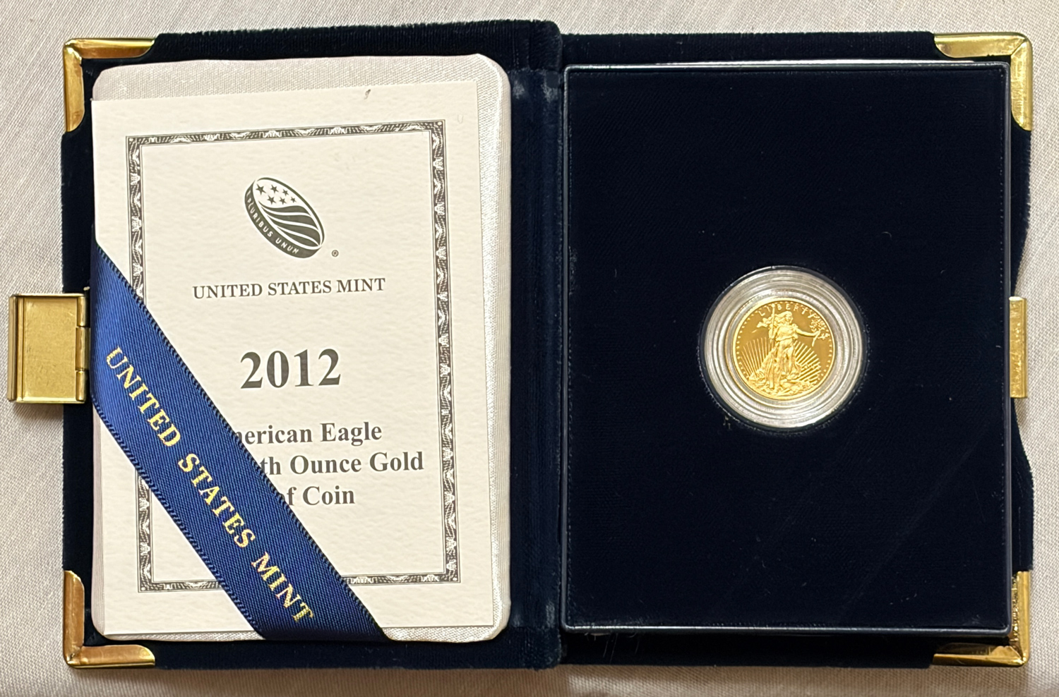 American Gold Eagles, Buffaloes, & Liberty Series 2012-W $5 PROOF AMERICAN GOLD EAGLE, 1/10 OZ – GEM PROOF WITH BOX AND COA! American Gold Eagles, Buffaloes, & Liberty Series 2012-W $5 PROOF AMERICAN GOLD EAGLE, 1/10 OZ – GEM PROOF WITH BOX AND COA!