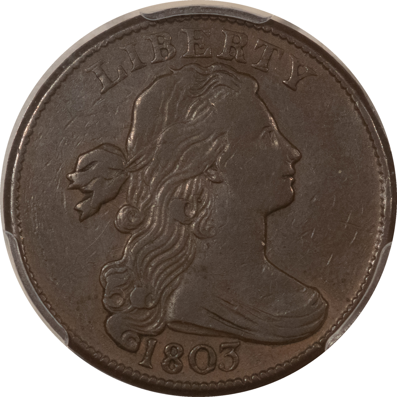Draped Bust Large Cents 1803 DRAPPED BUST LARGE CENT, SMALL DATE, LARGE FRACTION – PCGS VF-30 Draped Bust Large Cents 1803 DRAPPED BUST LARGE CENT, SMALL DATE, LARGE FRACTION – PCGS VF-30