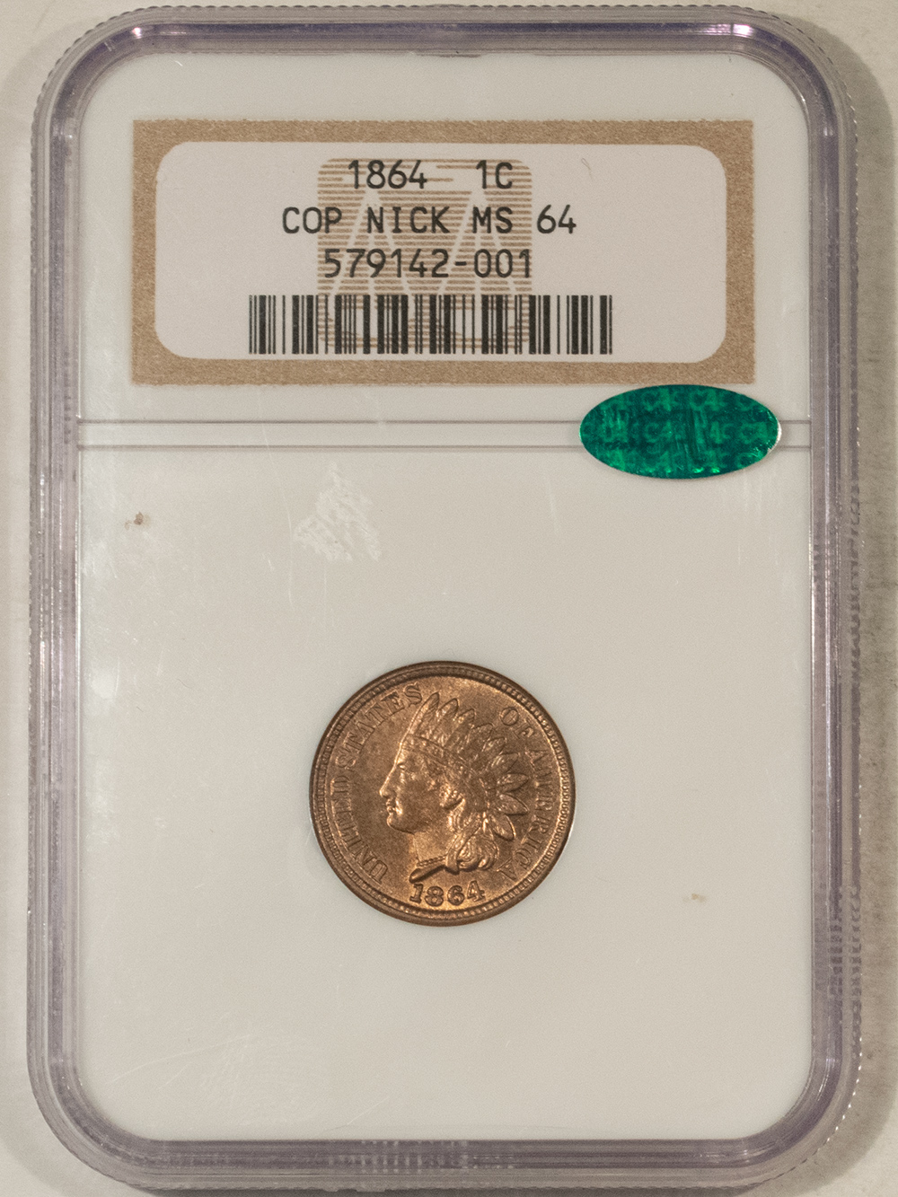 CAC Approved Coins 1864 INDIAN CENT, COPPER NICKEL – NGC MS-64, PREMIUM QUALITY! CAC APPROVED! CAC Approved Coins 1864 INDIAN CENT, COPPER NICKEL – NGC MS-64, PREMIUM QUALITY! CAC APPROVED!