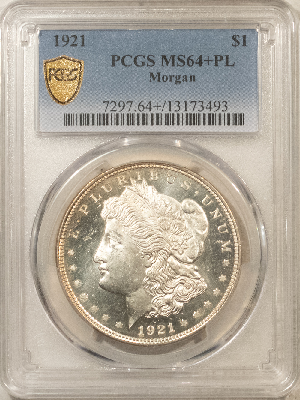 Dollars 1921 $1 MORGAN DOLLAR – PCGS MS-64+ PL FRESH PROOFLIKE & DEEP! PREMIUM QUALITY! Dollars 1921 $1 MORGAN DOLLAR – PCGS MS-64+ PL FRESH PROOFLIKE & DEEP! PREMIUM QUALITY!