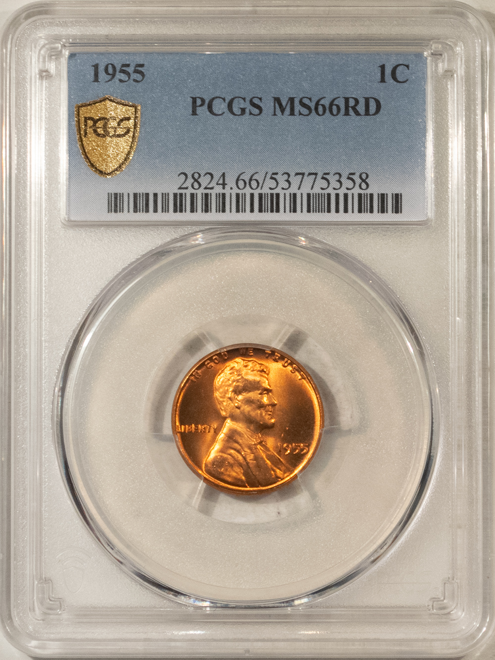 Lincoln Cents (Wheat) 1955 LINCOLN CENT – PCGS MS-66 RD, RED PREMIUM QUALITY TOUGH DATE! Lincoln Cents (Wheat) 1955 LINCOLN CENT – PCGS MS-66 RD, RED PREMIUM QUALITY TOUGH DATE!