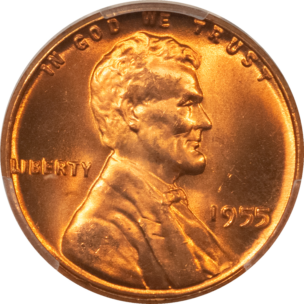 Lincoln Cents (Wheat) 1955 LINCOLN CENT – PCGS MS-66 RD, RED PREMIUM QUALITY TOUGH DATE! Lincoln Cents (Wheat) 1955 LINCOLN CENT – PCGS MS-66 RD, RED PREMIUM QUALITY TOUGH DATE!