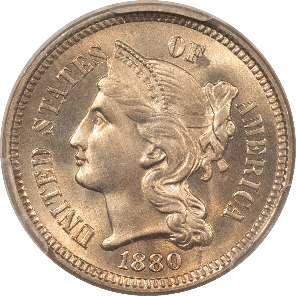 CAC Approved Coins 1880 THREE CENT NICKEL – PCGS MS-66+ SCARCE, PQ & CAC APPROVED! MINTAGE 21,000! CAC Approved Coins 1880 THREE CENT NICKEL – PCGS MS-66+ SCARCE, PQ & CAC APPROVED! MINTAGE 21,000!