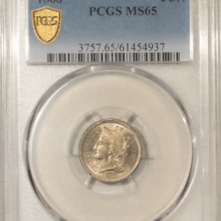 New Certified Coins 1888 THREE CENT NICKEL – PCGS MS-65 LUSTROUS GEM!