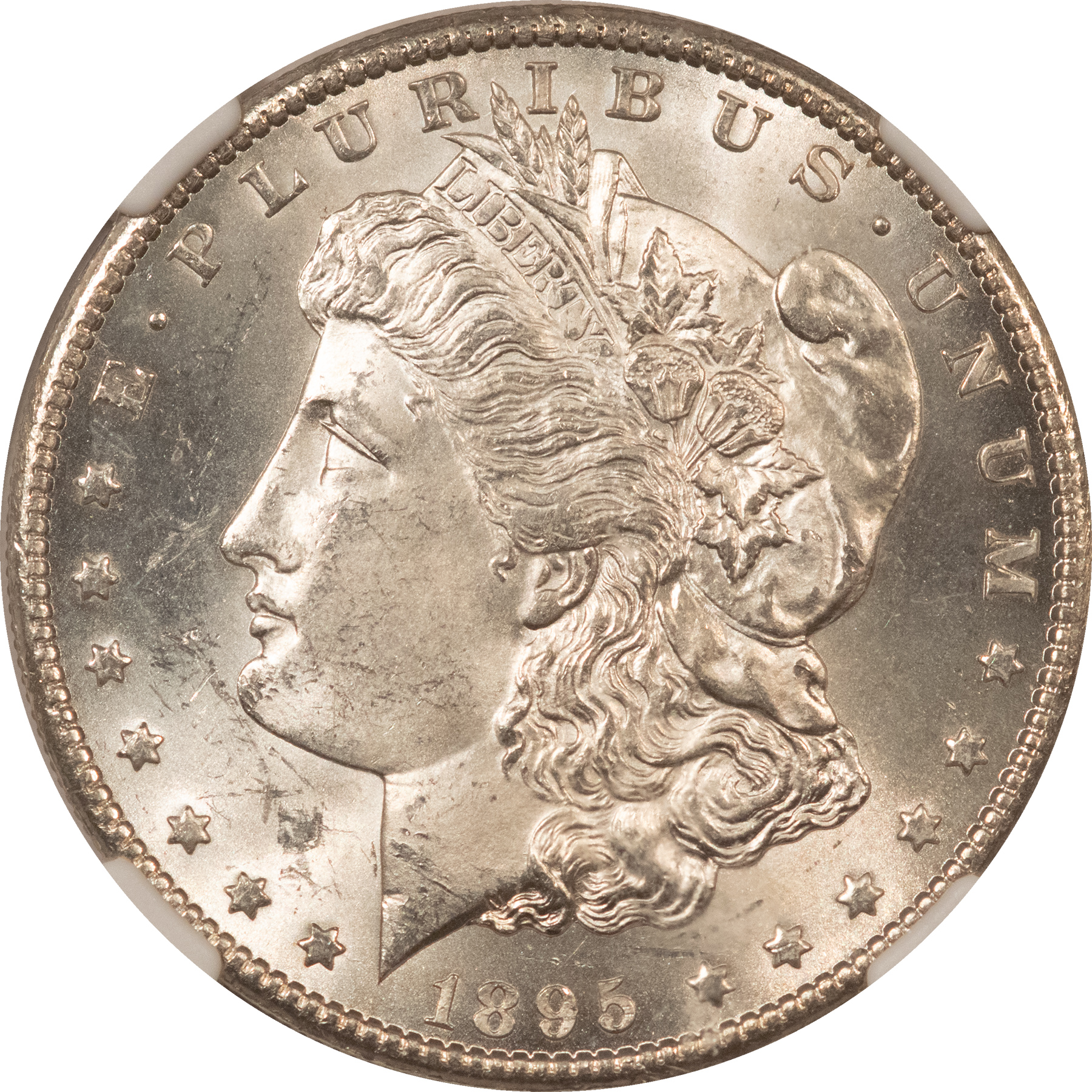 Dollars 1895-S $1 MORGAN DOLLAR – NGC MS-64, BLAZING WHITE, SCARCE DATE! CLEAN CHEEK! Dollars 1895-S $1 MORGAN DOLLAR – NGC MS-64, BLAZING WHITE, SCARCE DATE! CLEAN CHEEK!