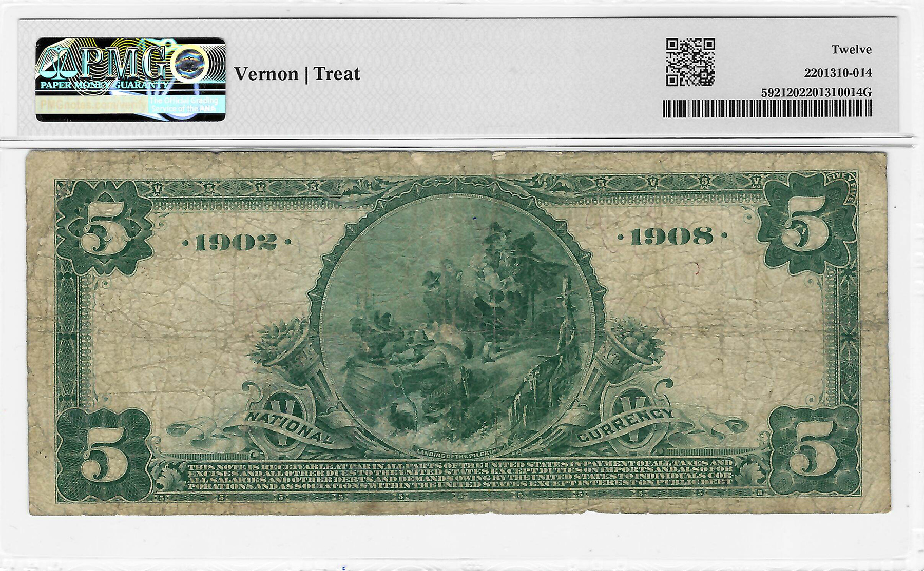 Large National Currency 1902 $5 FIRST NB OF TERRELL, TEXAS, CHTR 3816, 3rd CHTR DATE BACK, PMG FINE-12! Large National Currency 1902 $5 FIRST NB OF TERRELL, TEXAS, CHTR 3816, 3rd CHTR DATE BACK, PMG FINE-12!