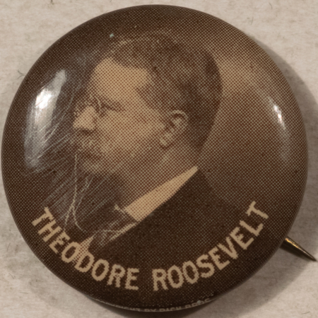 New Store Items 1912 TEDDY ROOSEVELT 7/8″ CELLO CAMPAIGN BUTTON W/ UNUSUAL SIDE POSE, NEAR-MINT!
