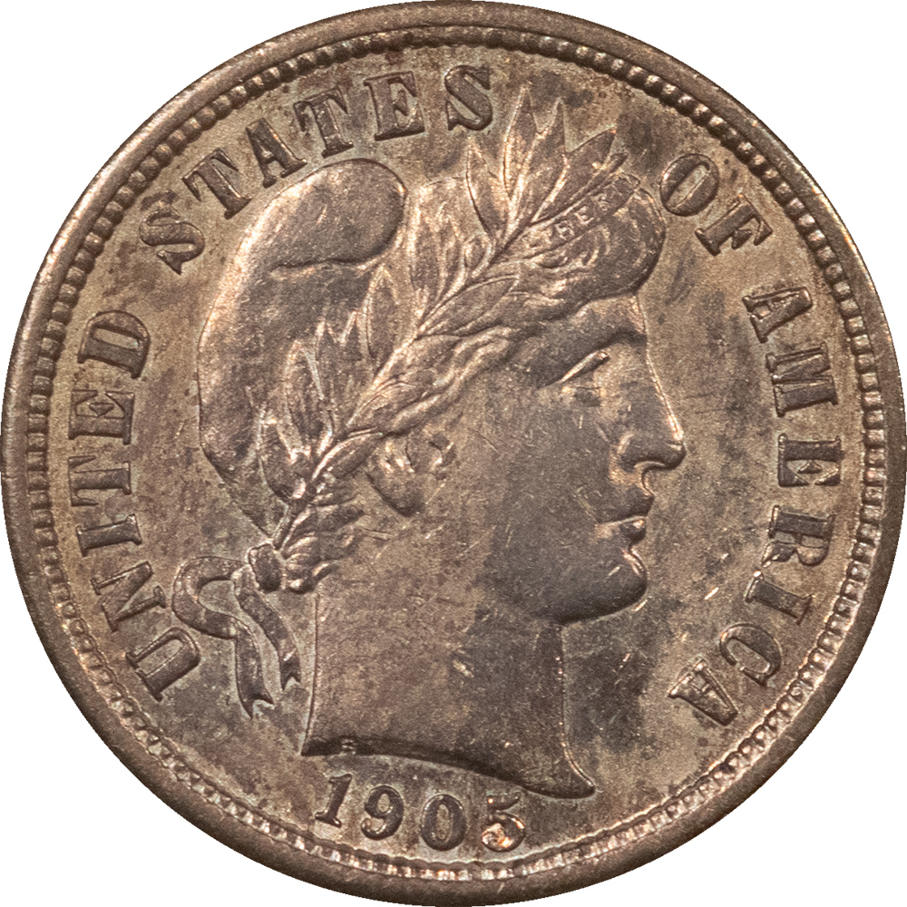Barber Dimes 1905-S BARBER DIME – HIGH GRADE EXAMPLE! CLOSE TO UNCIRCULATED! Barber Dimes 1905-S BARBER DIME – HIGH GRADE EXAMPLE! CLOSE TO UNCIRCULATED!