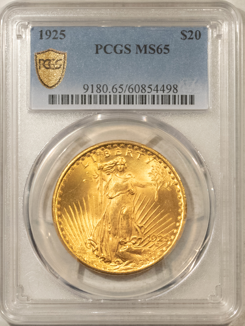 $20 1925 $20 ST GAUDENS GOLD DOUBLE EAGLE – PCGS MS-65, PRETTY GEM! $20 1925 $20 ST GAUDENS GOLD DOUBLE EAGLE – PCGS MS-65, PRETTY GEM!
