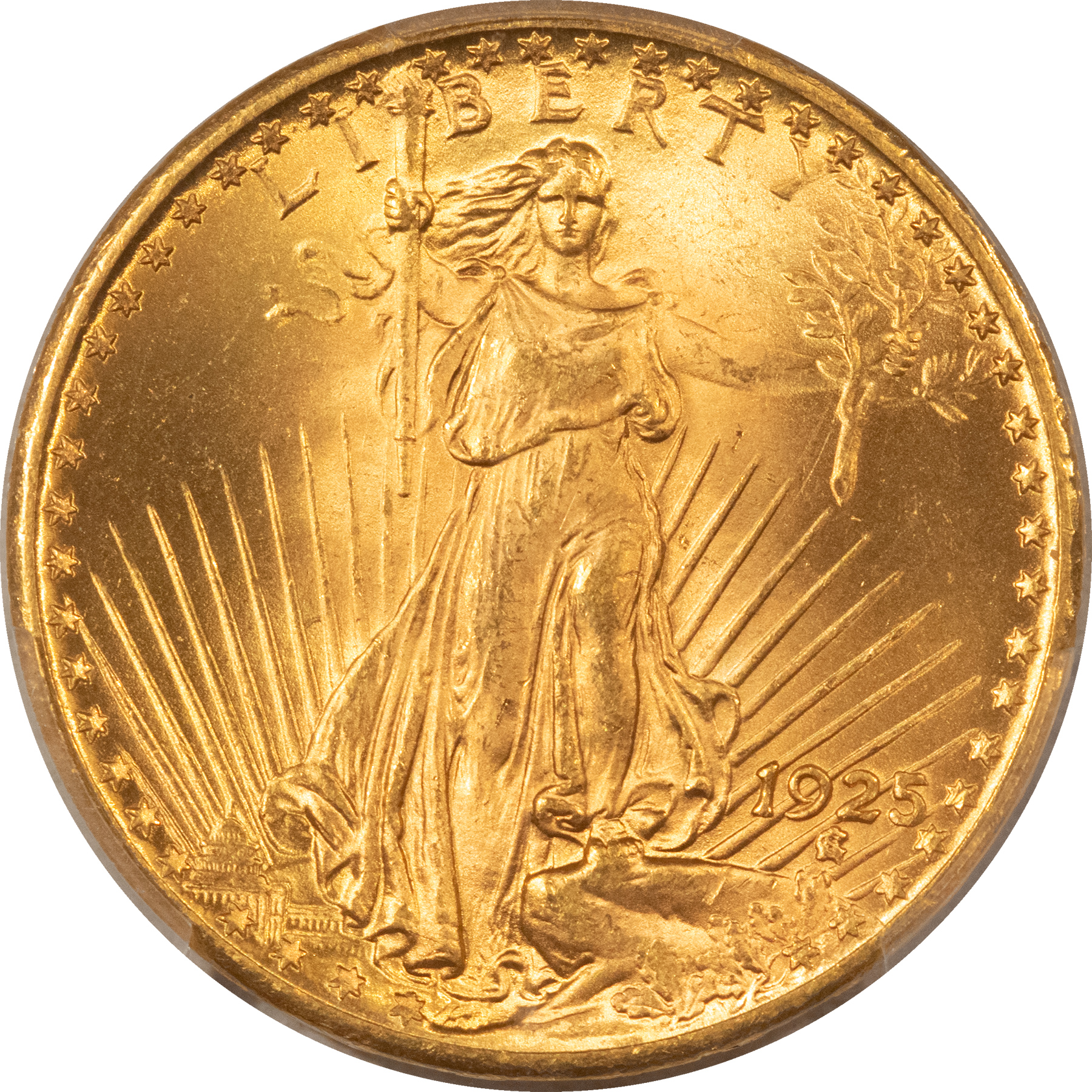 $20 1925 $20 ST GAUDENS GOLD DOUBLE EAGLE – PCGS MS-65, PRETTY GEM! $20 1925 $20 ST GAUDENS GOLD DOUBLE EAGLE – PCGS MS-65, PRETTY GEM!