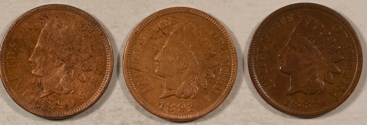 Indian 1889 1890 1891 INDIAN CENT TRIO – HIGH GRADE CIRCULATED EXAMPLES! Indian 1889 1890 1891 INDIAN CENT TRIO – HIGH GRADE CIRCULATED EXAMPLES!