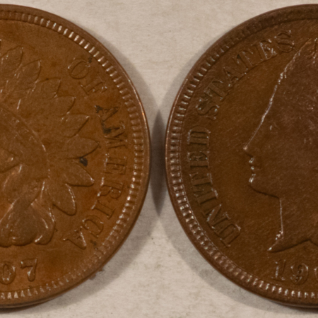 Indian 1907 & 1908 INDIAN CENT PAIR – HIGH GRADE CIRCULATED EXAMPLES!