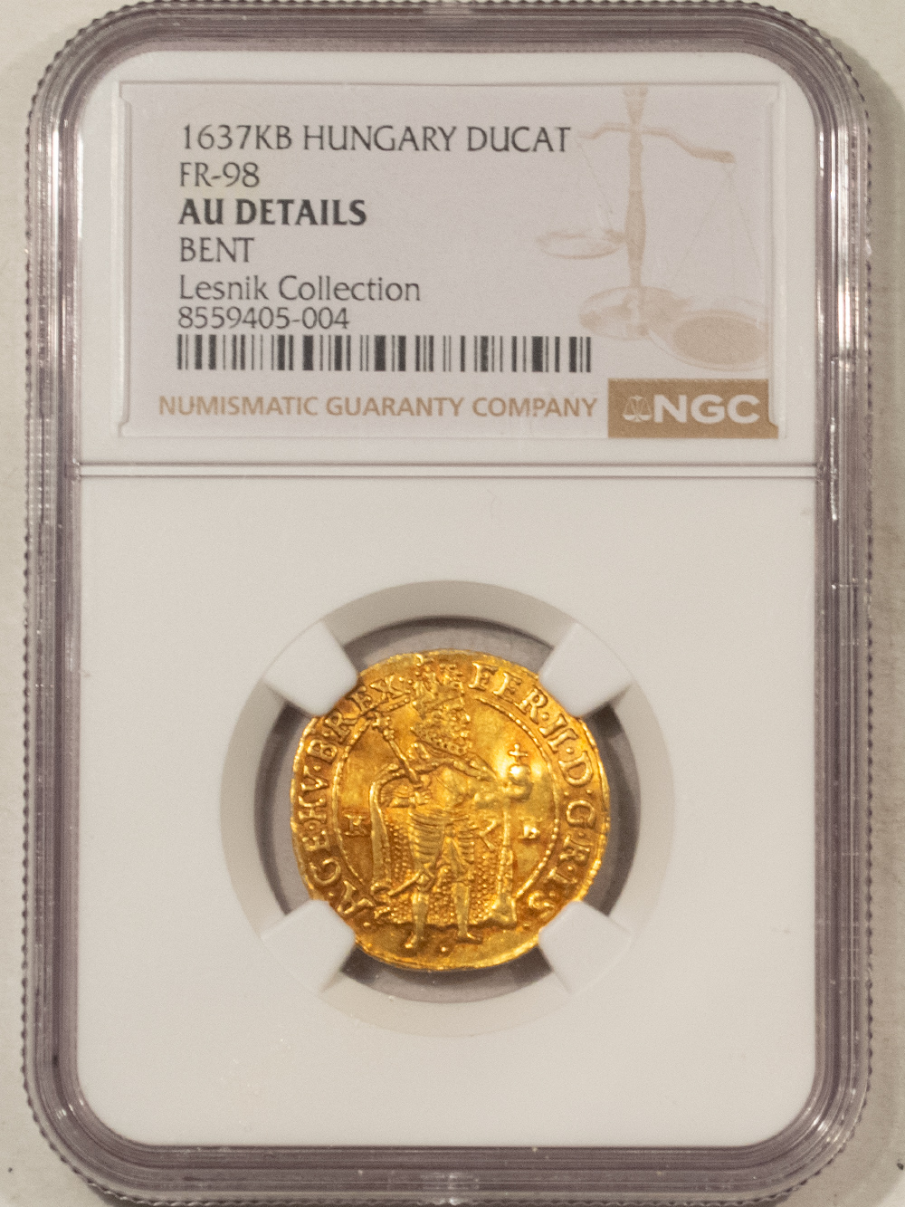 New Certified Coins 1637KB HUNGARY GOLD DUCAT, FR-98, AU DETAILS, BENT, FROM THE LESNIK COLLECTION! New Certified Coins 1637KB HUNGARY GOLD DUCAT, FR-98, AU DETAILS, BENT, FROM THE LESNIK COLLECTION!