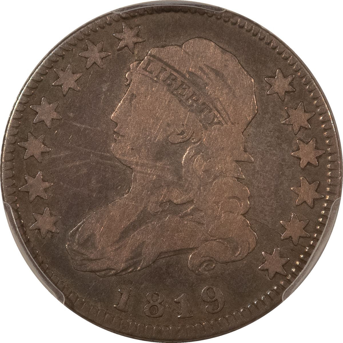 Capped Bust Quarters 1819 CAPPED BUST QUARTER, LARGE 9 – PCGS VG-10 Capped Bust Quarters 1819 CAPPED BUST QUARTER, LARGE 9 – PCGS VG-10