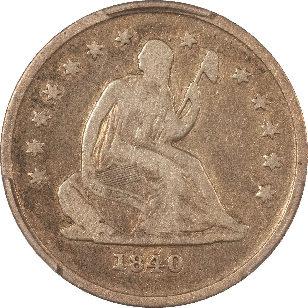 Liberty Seated Quarters 1840-O SEATED LIBERTY QUARTER, NO DRAPERY – PCGS VG-08 Liberty Seated Quarters 1840-O SEATED LIBERTY QUARTER, NO DRAPERY – PCGS VG-08