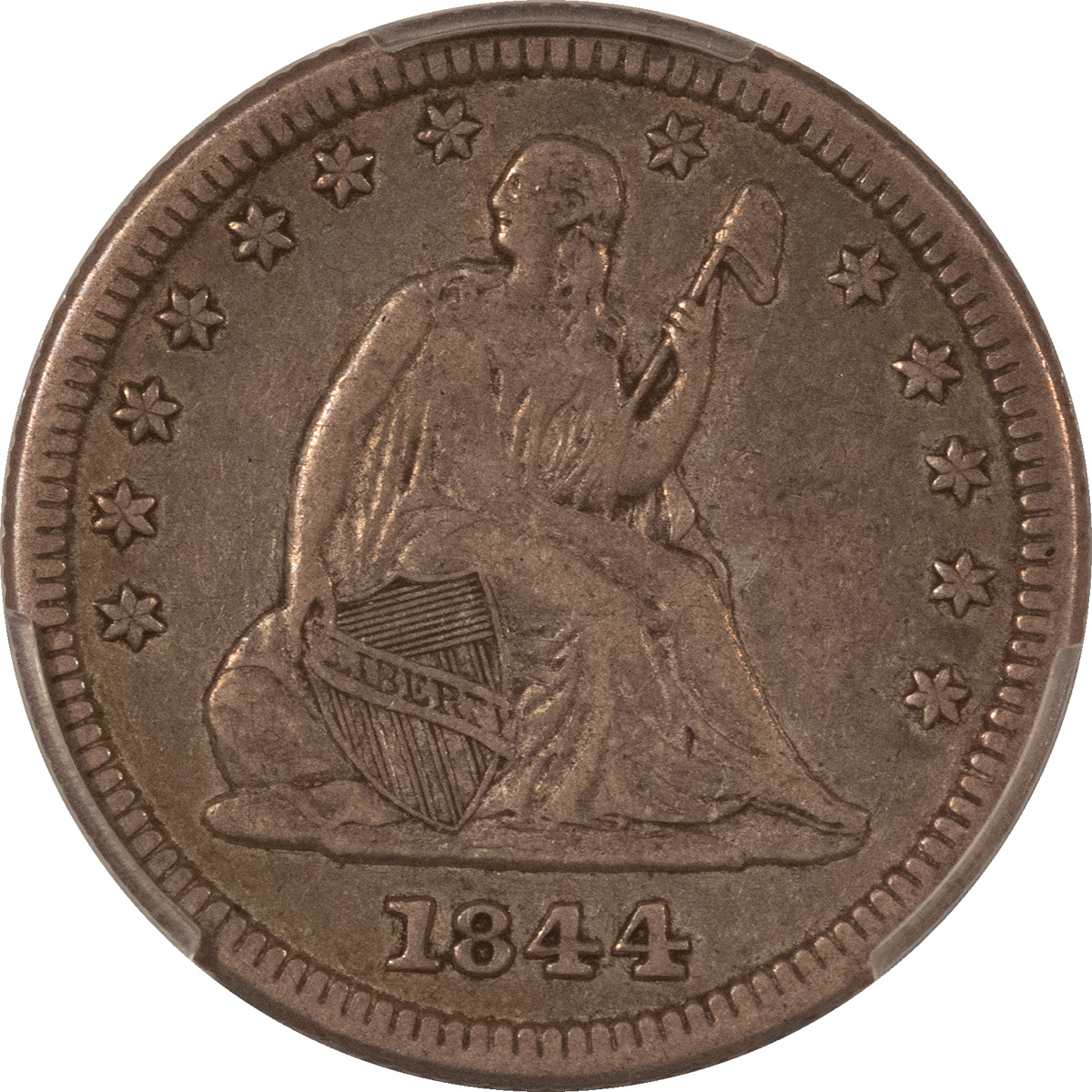 Liberty Seated Quarters 1844 SEATED LIBERTY QUARTER – PCGS VF-35 Liberty Seated Quarters 1844 SEATED LIBERTY QUARTER – PCGS VF-35