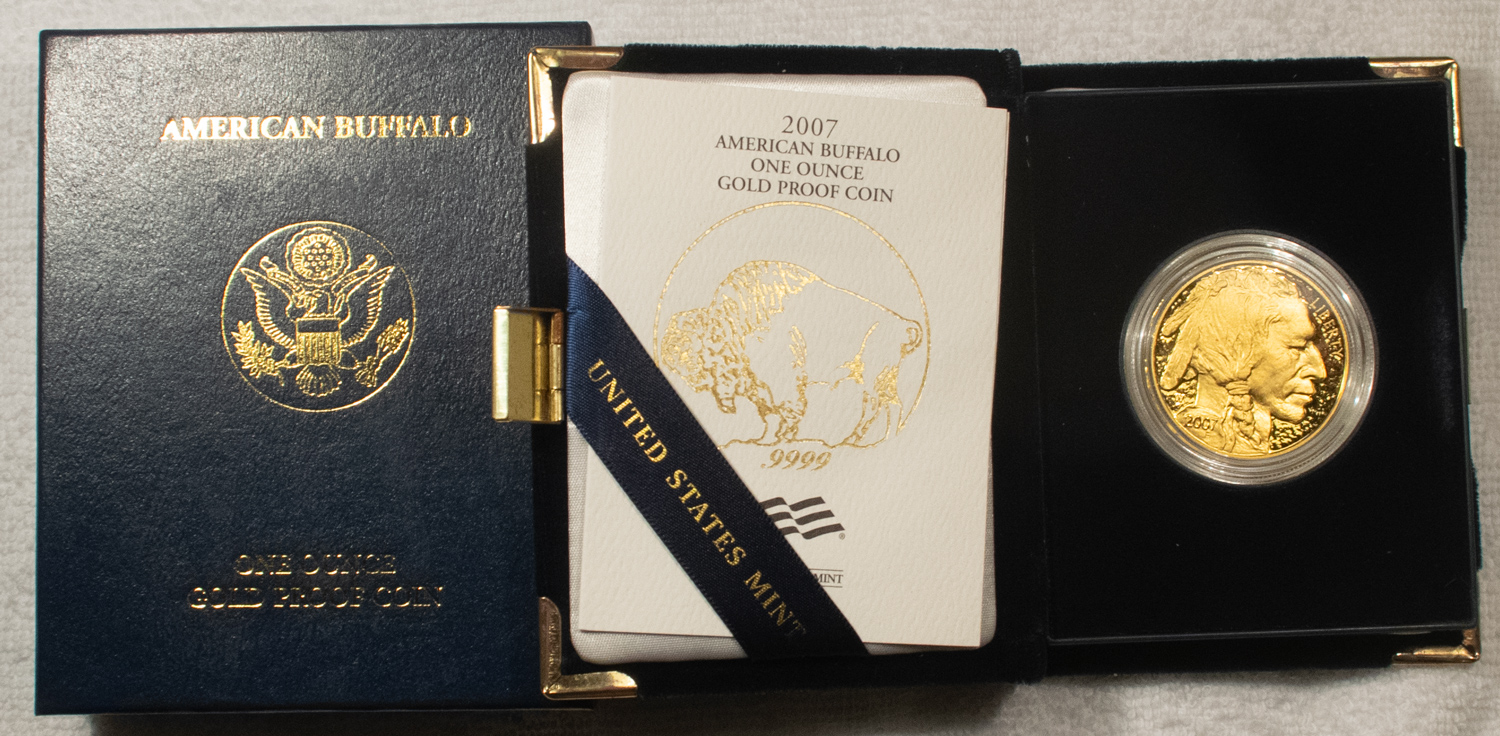 American Gold Eagles, Buffaloes, & Liberty Series 2007 $50 1 OZ GOLD BUFFALO, .9999 PURE, PROOF, BOXES/COA-NOT A GRADING REJECT! American Gold Eagles, Buffaloes, & Liberty Series 2007 $50 1 OZ GOLD BUFFALO, .9999 PURE, PROOF, BOXES/COA-NOT A GRADING REJECT!
