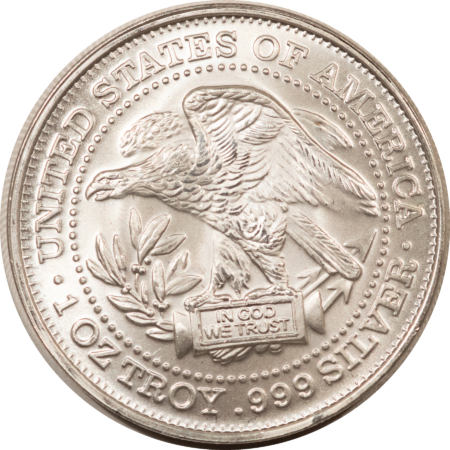 Bullion 1 TROY OZ .999 FINE SILVER TRADE UNIT, EAGLE DESIGN – GEM BRILLIANT UNCIRCULATED