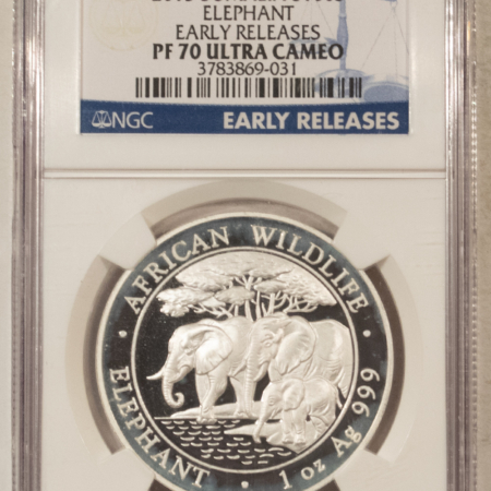 Bullion 2013 SOMALIA 100 SHILLINGS 1 OZ 999 ELEPHANT NGC PF70 ER UCAM LIGHT HAZE RARE