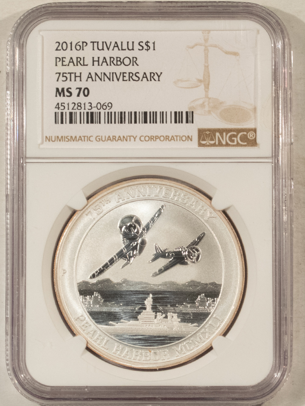 Bullion 2016P TUVALU $1 PEARL HARBOR 75TH ANNIVERSARY SILVER 1 OZ .9999 – NGC MS-70 Bullion 2016P TUVALU $1 PEARL HARBOR 75TH ANNIVERSARY SILVER 1 OZ .9999 – NGC MS-70