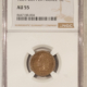 Indian 1864 INDIAN CENT – NGC 62-BN, PREMIUM QUALITY! SMOOTH BROWN W/ TRACES OF RED!