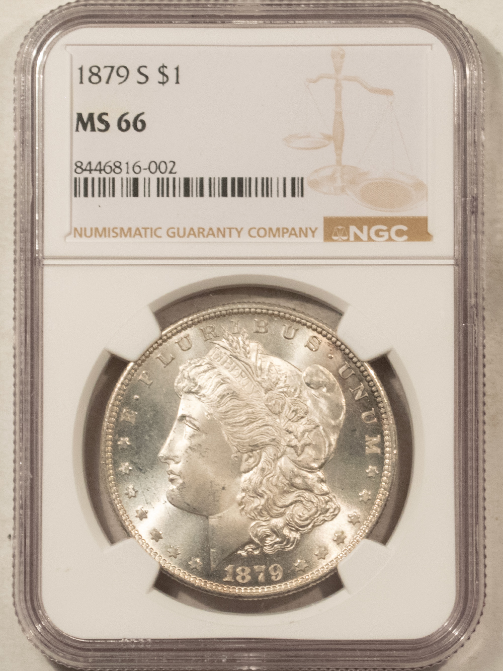 Dollars 1879-S $1 MORGAN DOLLAR – NGC MS-66, BLAST WHITE! Dollars 1879-S $1 MORGAN DOLLAR – NGC MS-66, BLAST WHITE!