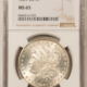 Dollars 1885-S $1 MORGAN DOLLAR – NGC MS-61, LOOKS FULLY PROOFLIKE!
