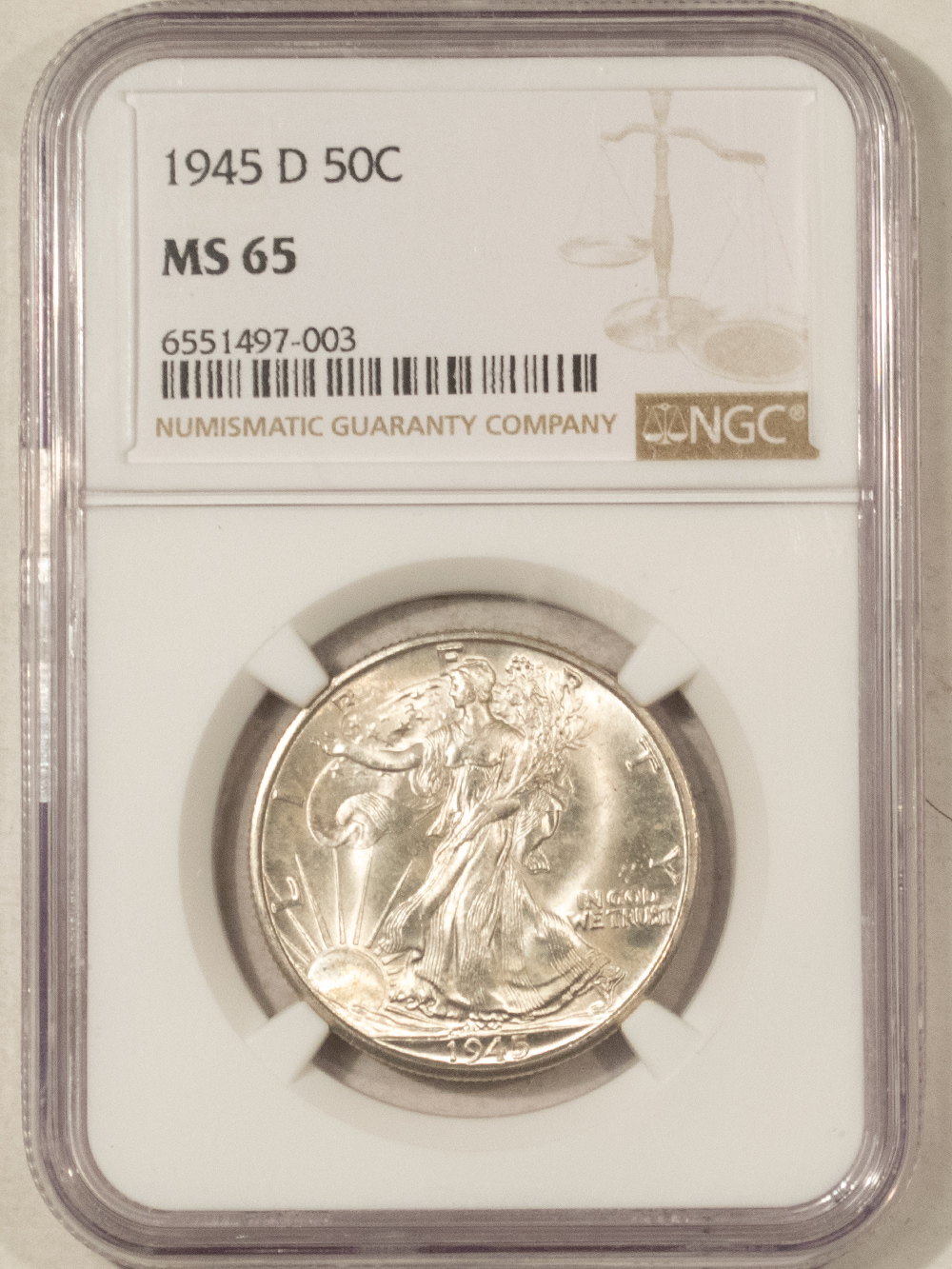 Half Dollars 1945-D WALKING LIBERTY HALF DOLLAR – NGC MS-65, FRESH GEM! Half Dollars 1945-D WALKING LIBERTY HALF DOLLAR – NGC MS-65, FRESH GEM!