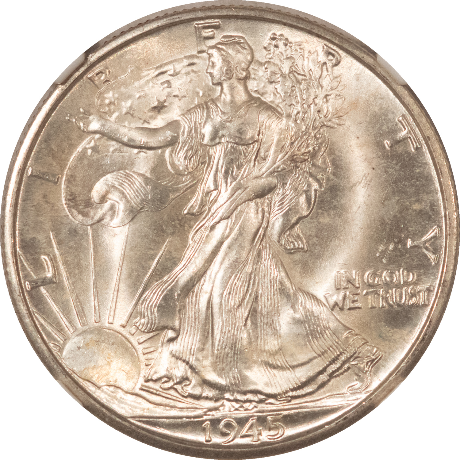 Half Dollars 1945-D WALKING LIBERTY HALF DOLLAR – NGC MS-65, FRESH GEM! Half Dollars 1945-D WALKING LIBERTY HALF DOLLAR – NGC MS-65, FRESH GEM!