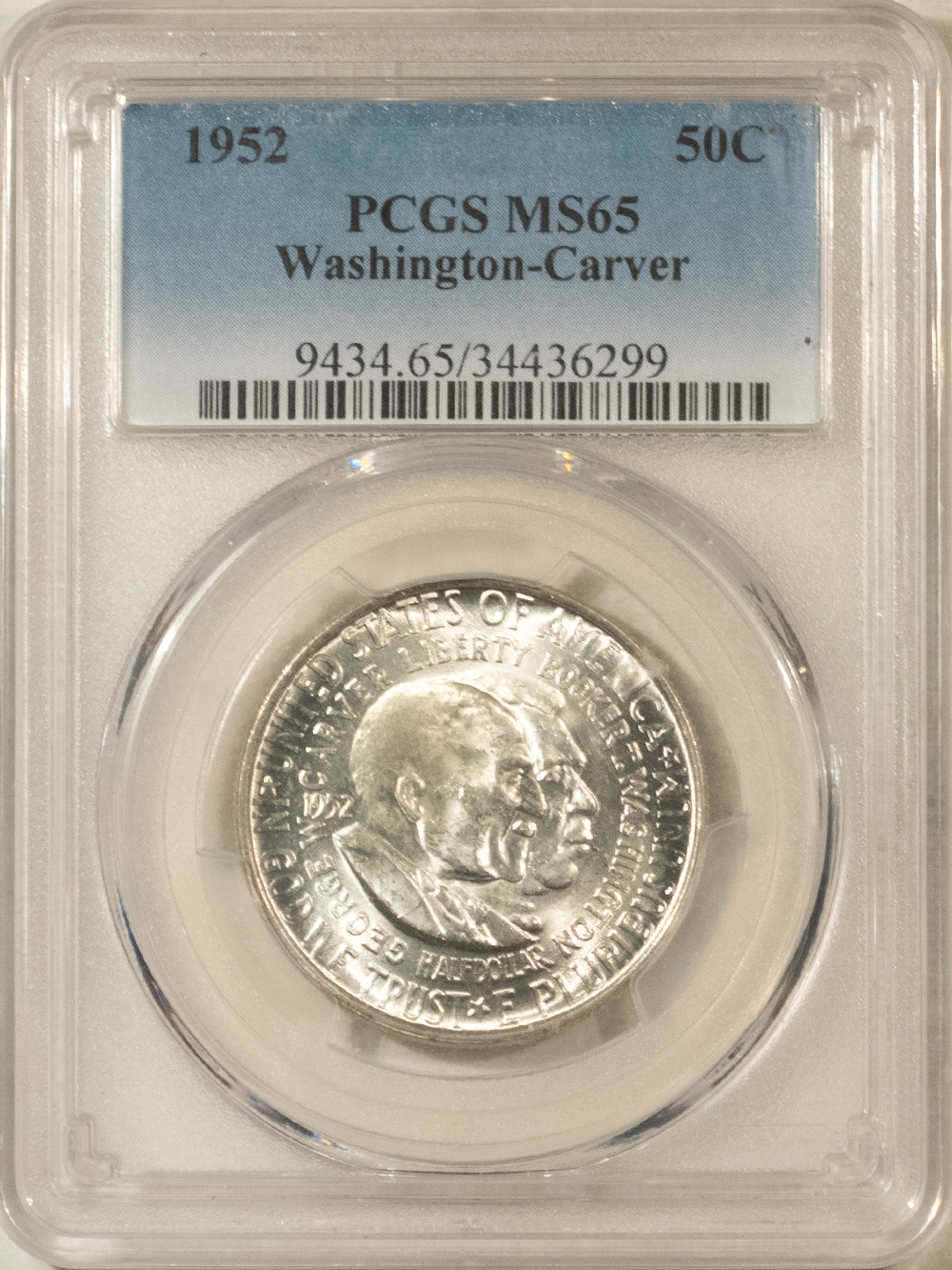 Early Commems 1952 WASHINGTON-CARVER COMMEMORATIVE HALF DOLLAR – PCGS MS-65, BLAST WHITE! Early Commems 1952 WASHINGTON-CARVER COMMEMORATIVE HALF DOLLAR – PCGS MS-65, BLAST WHITE!