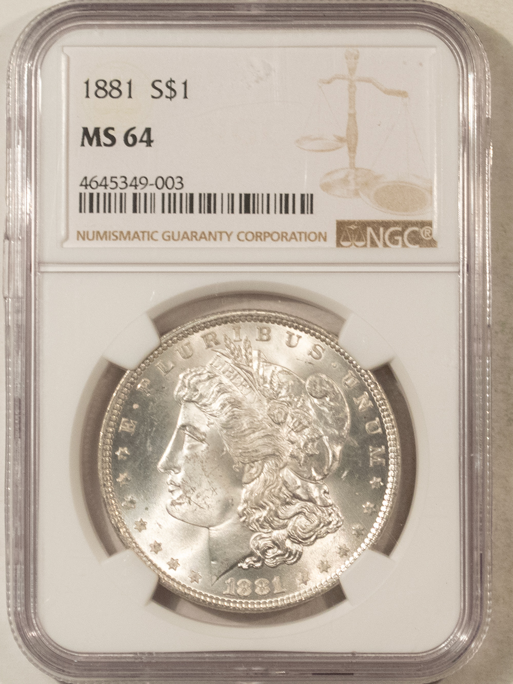 Dollars 1881 $1 MORGAN DOLLAR – NGC MS-64, BLAST WHITE! Dollars 1881 $1 MORGAN DOLLAR – NGC MS-64, BLAST WHITE!