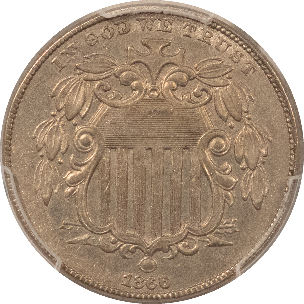 New Certified Coins 1866 RAYS SHIELD NICKEL – PCGS AU-58, FLASHY! FIRST YEAR TYPE! New Certified Coins 1866 RAYS SHIELD NICKEL – PCGS AU-58, FLASHY! FIRST YEAR TYPE!