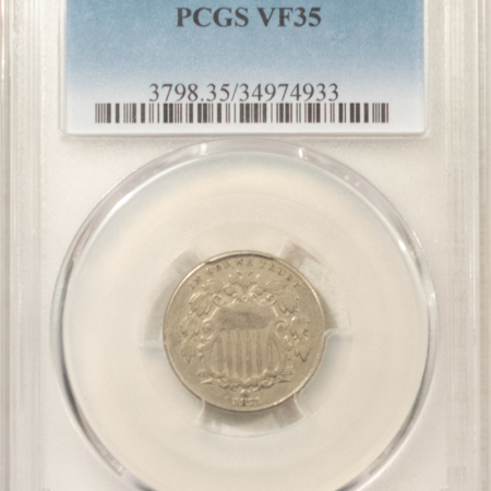 New Certified Coins 1871 SHIELD NICKEL – PCGS VF-35, TOUGH DATE!