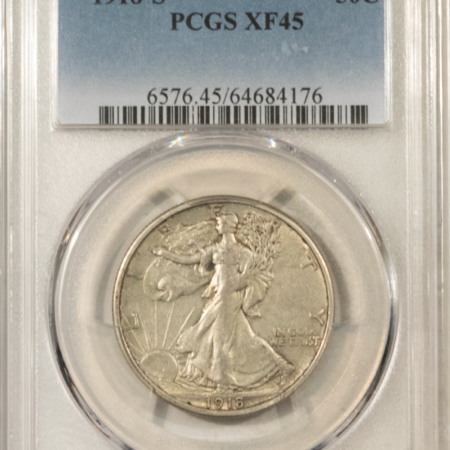 Barber Halves 1918-S WALKING LIBERTY HALF DOLLAR – PCGS XF-45, ORIGINAL WITH LUSTER!