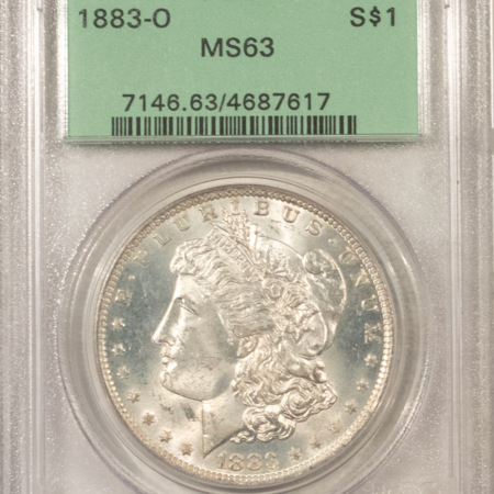 Dollars 1883-O $1 MORGAN DOLLAR – PCGS MS-63, OLD GREEN HOLDER, PREMIUM QUALITY!