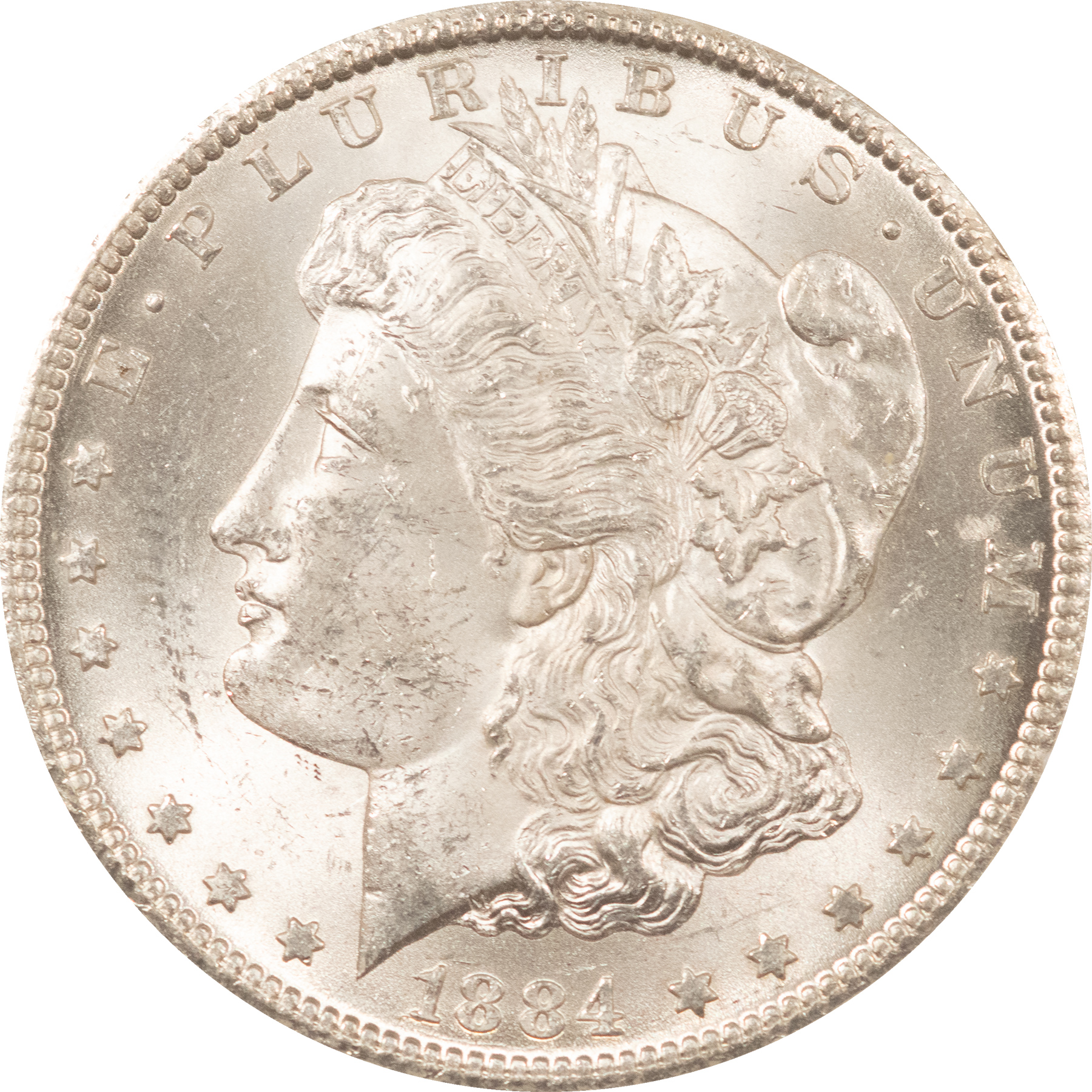 Dollars 1884-CC $1 MORGAN DOLLAR – WHITE & CHOICE BRILLIANT UNCIRCULATED, CARSON CITY! Dollars 1884-CC $1 MORGAN DOLLAR – WHITE & CHOICE BRILLIANT UNCIRCULATED, CARSON CITY!