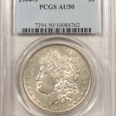 Dollars 1904-S $1 MORGAN DOLLAR – PCGS AU-50, LUSTROUS, TOUGH DATE!