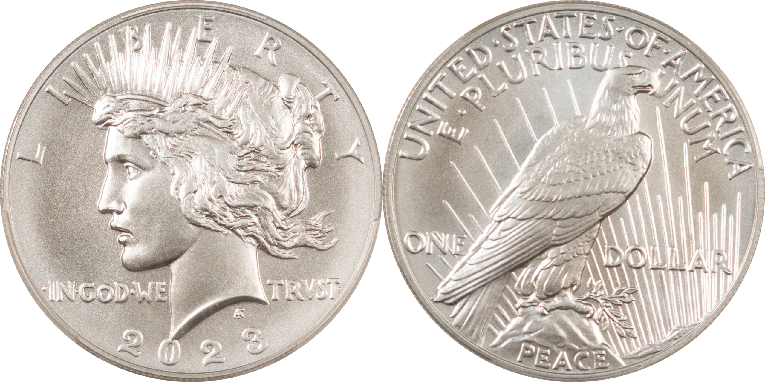 Dollars 2023 MORGAN & PEACE DOLLAR SILVER COMMEMORATIVE SET PCGS MS-70 ADVANCED RELEASES Dollars 2023 MORGAN & PEACE DOLLAR SILVER COMMEMORATIVE SET PCGS MS-70 ADVANCED RELEASES